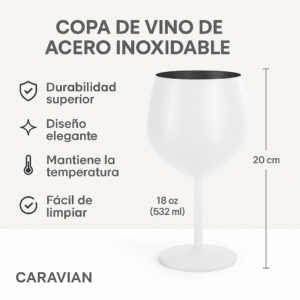 copa de vino de acero inoxidable blanca