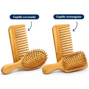 Kit de cepillo y peine de bambú CARAVIAN en modelos curvado y rectangular