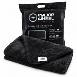 Toalla de microfibra TITAN negra 50x80 cm de 1100 GSM para secado de autos